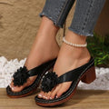 Southeast asia  spring/summer new arrival: plus-size women's shoes for export,  cross-border, floral thong sandals - wholesale
