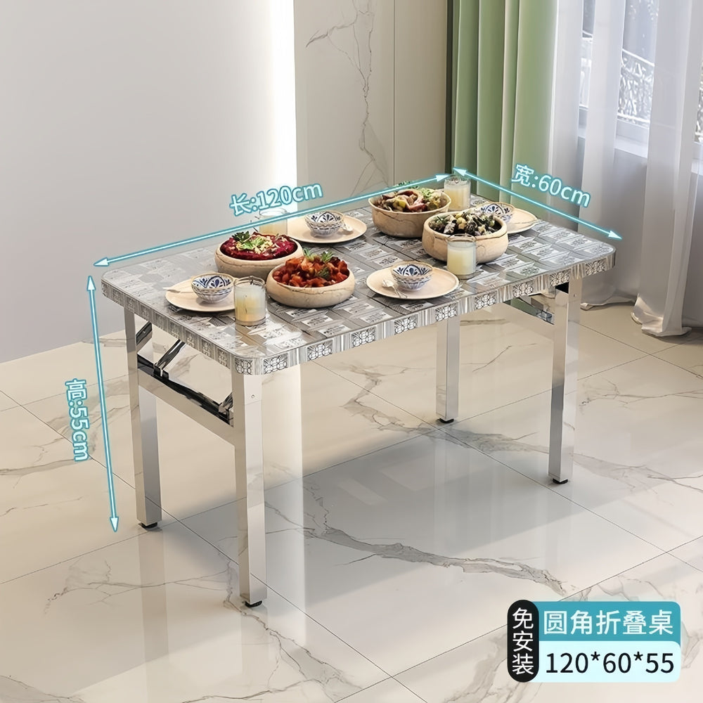 Extra thick stainless steel folding table - heavy duty, ideal for home, outdoor dining, commercial use, night markets, and bbq stalls