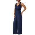 women's halterv neckbackless jumpsuit waist tie backloose pantswork clothingcasualslimming look jumpsuit