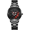 New creative sports car wheel design wristwatch - 3d hollow dial fashion men's watch - large dial quartz watch - wholesale