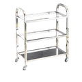 Heavy-duty three-tier stainless steel serving cart - efficient food delivery cart for hotels and restaurants - ready to ship