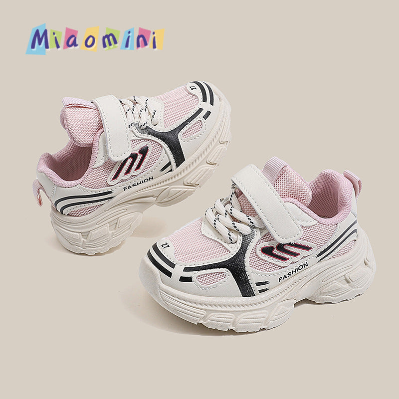 spring new children's athletic shoes, breathable mesh boys' running shoes, soft sole girls' chunky sneakers, ages 1-6