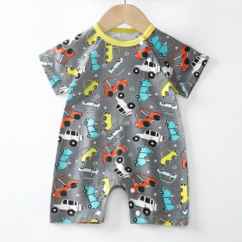 Baby clothes summer thin pure cotton air-conditioning clothes pajamas newborn baby short-sleeved onesie baby outing khaki crawling