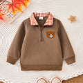 Boys' and girls' long-sleeve embroidered sports top with turn-down collar