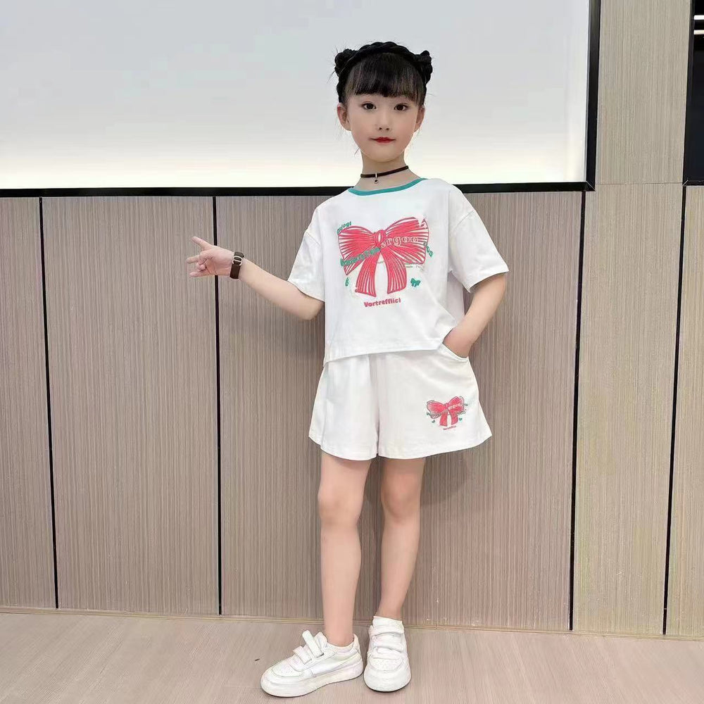 Girls' summer outfit set  new korean style chic kids summer little girl trendy fashionable children's two-piece set