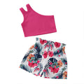 Girls' summer outfit: sleeveless camisole top + floral print shorts set - european & american style