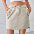 European and american cross-border women's fashion:  summer new arrivals -  independent store, washed drawstring elastic waist denim mini skirt, trendy style