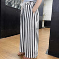 Girls' pants  new korean style kids striped lace waistband loose wide leg pants girls summer straight leg trousers