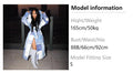 Trendy european and american women's denim patchwork printed double-breasted tie-front long cotton coat