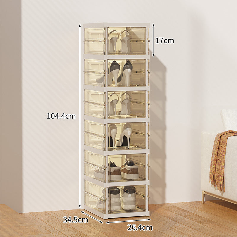 Thickened shoe box storage organizer - transparent folding shoe rack for boots, sneakers, and more - no assembly required, space-saving solution