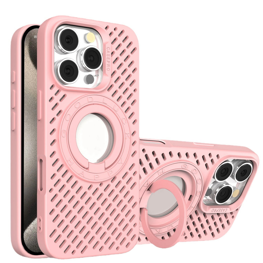 Cooling magnetic ring stand phone case for apple 16 pro max, silicone soft case with cutout design, iphone 15 protective cover