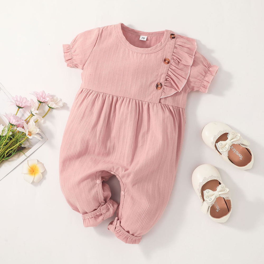 Kids' summer fashion: girls' short-sleeve romper - baby & toddler onesie, casual & simple, 100% cotton