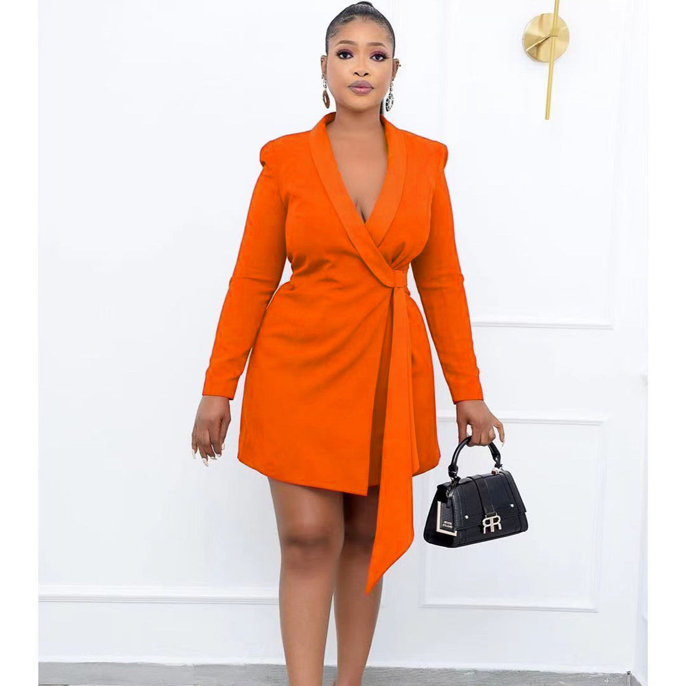 D3066 autumnew arrivalelegantwork clothing office silm strap suit skirtplus size cross-border dress