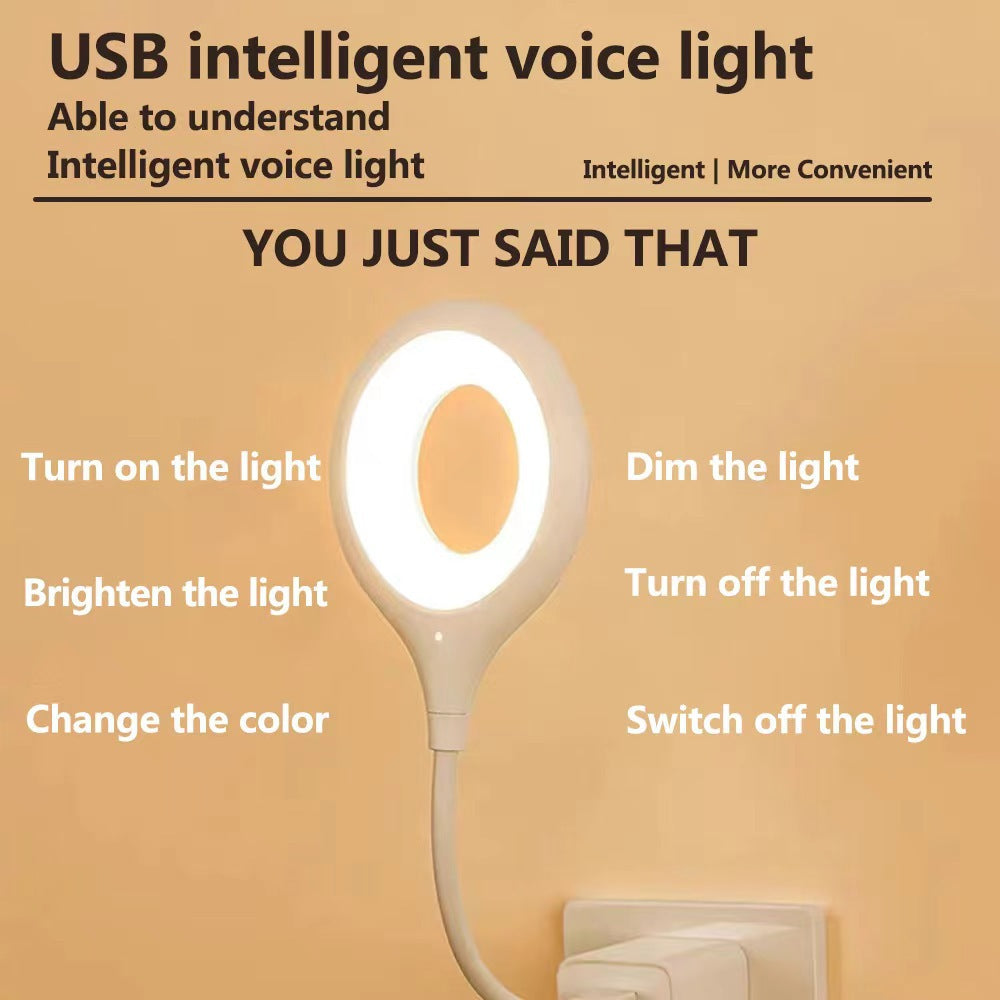 popular douyin same style usb smart voice night light english mini universal bedside small table lamp bare metal