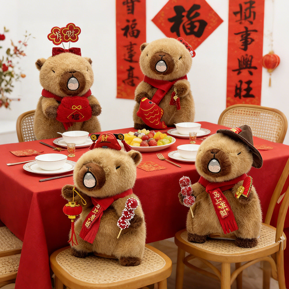 New year mascot capibala capybara xiaohongshu douyin same style new year model learning to speak and dance plush toy
