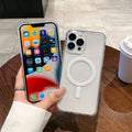 Transparent fine hole magnetic suction shell suitable for apple 16 mobile phone case all-inclusive acrylic iphone15promax protective cover