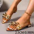 European and american plus-size women's fashion slippers - new summer 2026 collection: versatile pointed-toe low-heel sandals with bow detail