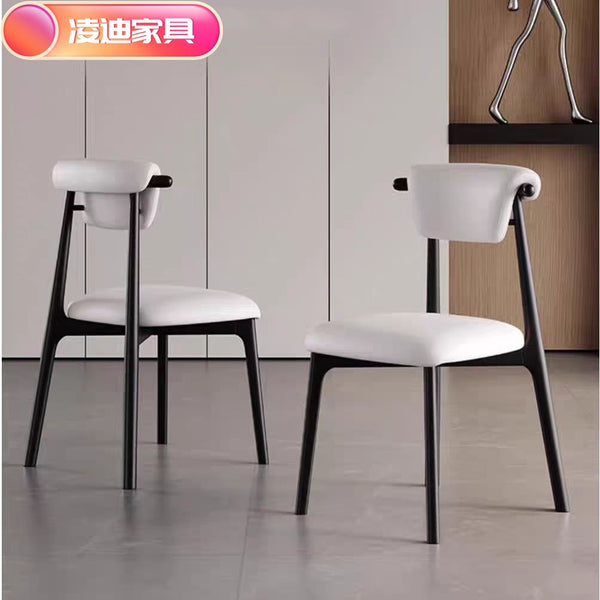 Dining chair Italian light luxury modern simple home back chair book table chair Nordic fabric soft bag designer croissant chair