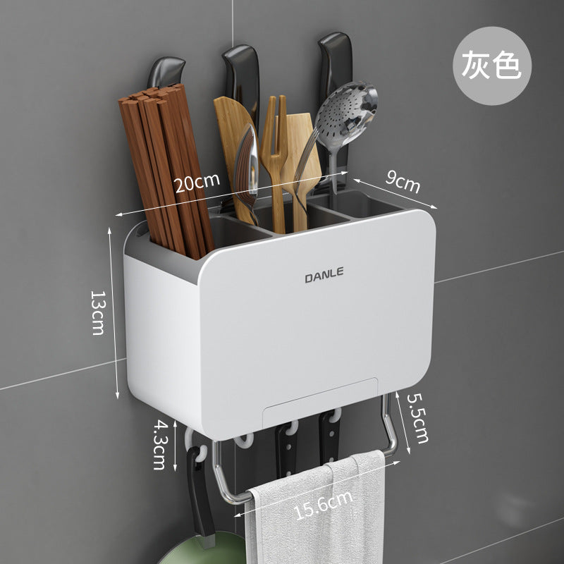 Wholesale chopstick tube shelf wall-mounted household drain chopstick basket kitchen spoon knife holder chopstick cage integrated storage box