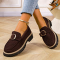 Spring & fallnew arrival buckle thick solelow ankleflats women's cross-border plus size british style retro slip-on flats  supply