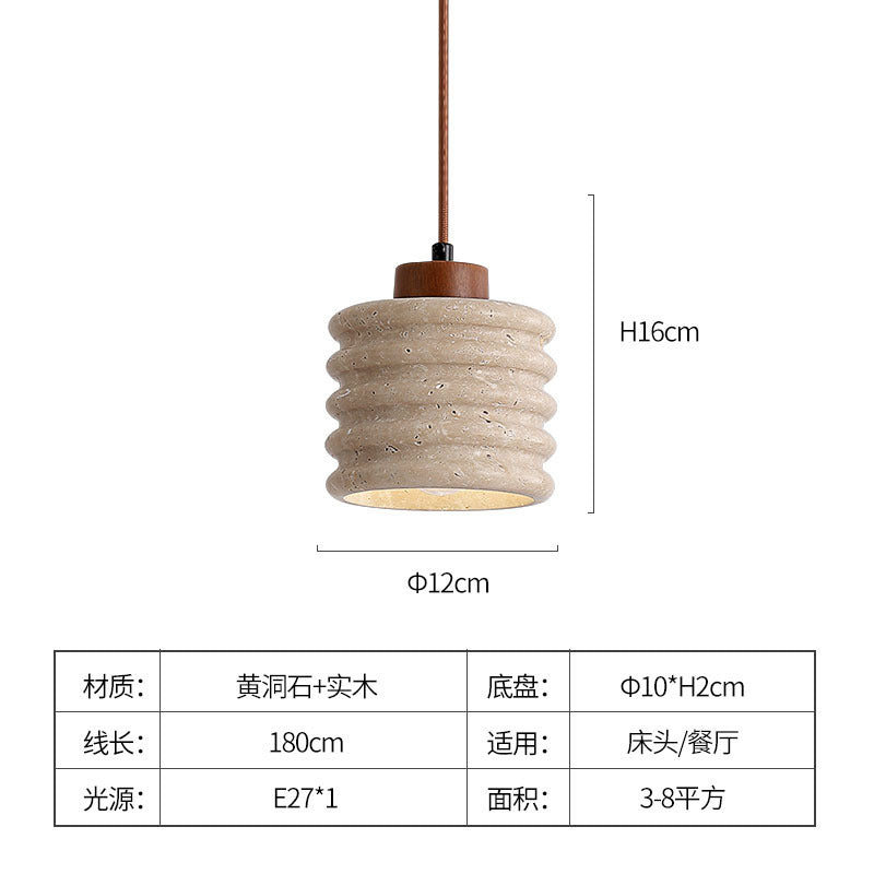 Wabi sand wind bedside small chandelier modern simple single head decoration creative personality atmosphere Zhongshan lamps yellow cave stone