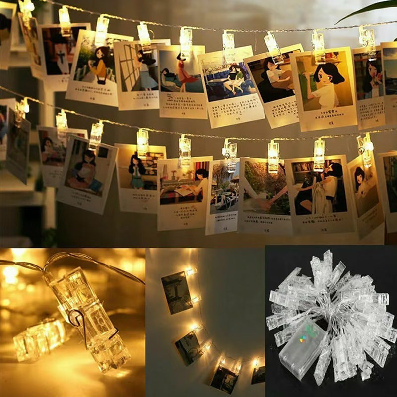 Cross-border led clip light string photo wall room decoration lights creative marriage proposal USB battery box copper wire light