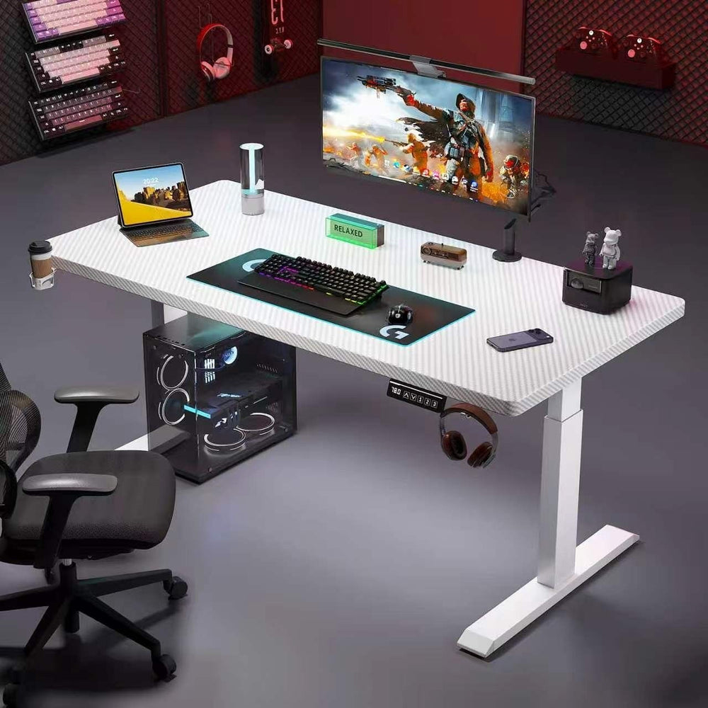 Electric adjustable height carbon fiber computer desk - desktop gaming desk - height adjustable office table