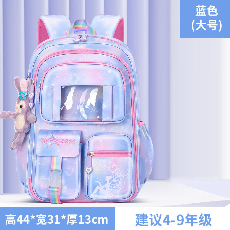New primary school schoolbag women's lightweight large-capacity refrigerator side opening to reduce the burden of dream children's backpack for grades 1-6
