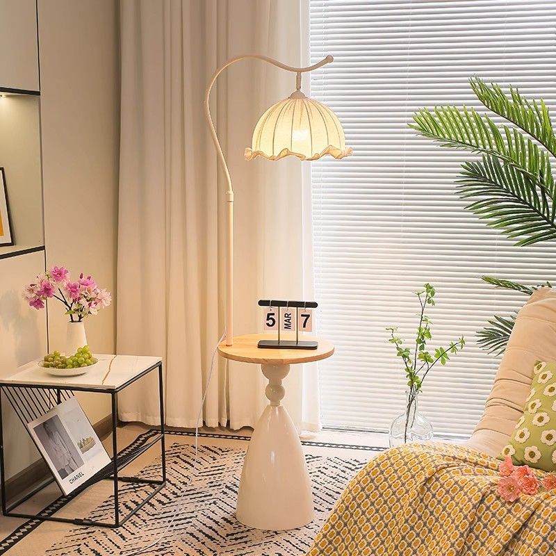 Cream style floor lamp scandinavian eye protection floor lamp bedroom bedside storage rack bedroom lamp storage cabinet high appearance accessible luxury