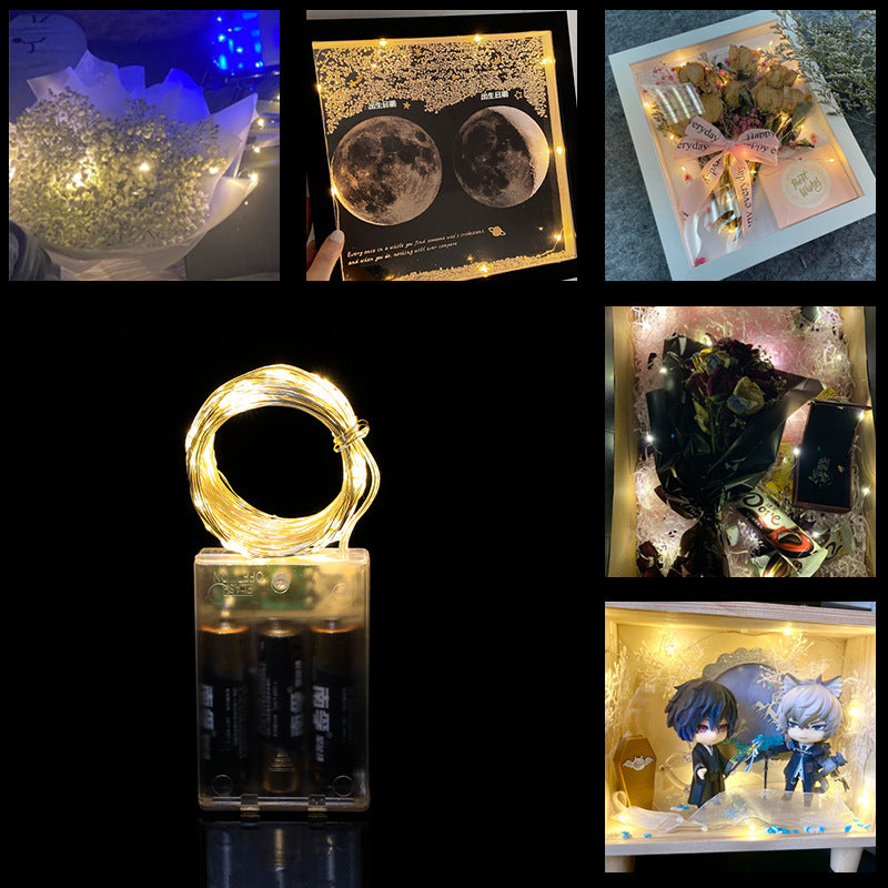 LED copper wire light with small colorful lights Bobo ball battery box copper wire light string Christmas bouquet USB decorative light string