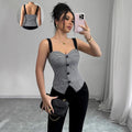 Amazon elegance silmcardiganfashion cross-border houndstooth pattern single breasted vest women