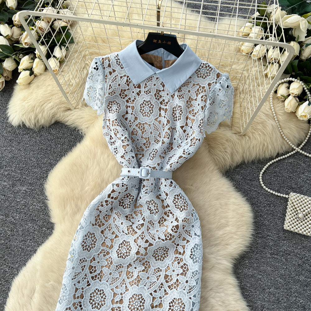 Luxury chic chanel-inspired dress - new autumn collection: french high-end, slimming, hollow-out lace mermaid skirt
