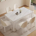 Solid wood modern rock slab dining table and chair set - minimalist italian style luxury dining table for home use