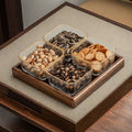 Walnut glass fruit plate living room for home high-end light luxury grid dried fruit plate new chinoiserie snack tea fruit plate
