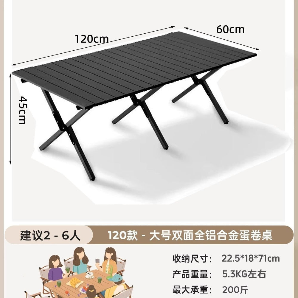 Outdoor folding table egg roll table and chair set portable table beach camping table and chair picnic dining table folding chair no
