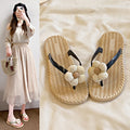 New lightweight women's flip-flops: beach-ready, odor-resistant, casual, stylish korean design with cute floral detail