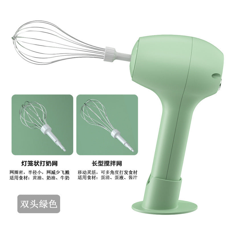 Wireless electric hand mixer - mini multifunctional milk frother, cream whisk, and automatic coffee stirrer with base