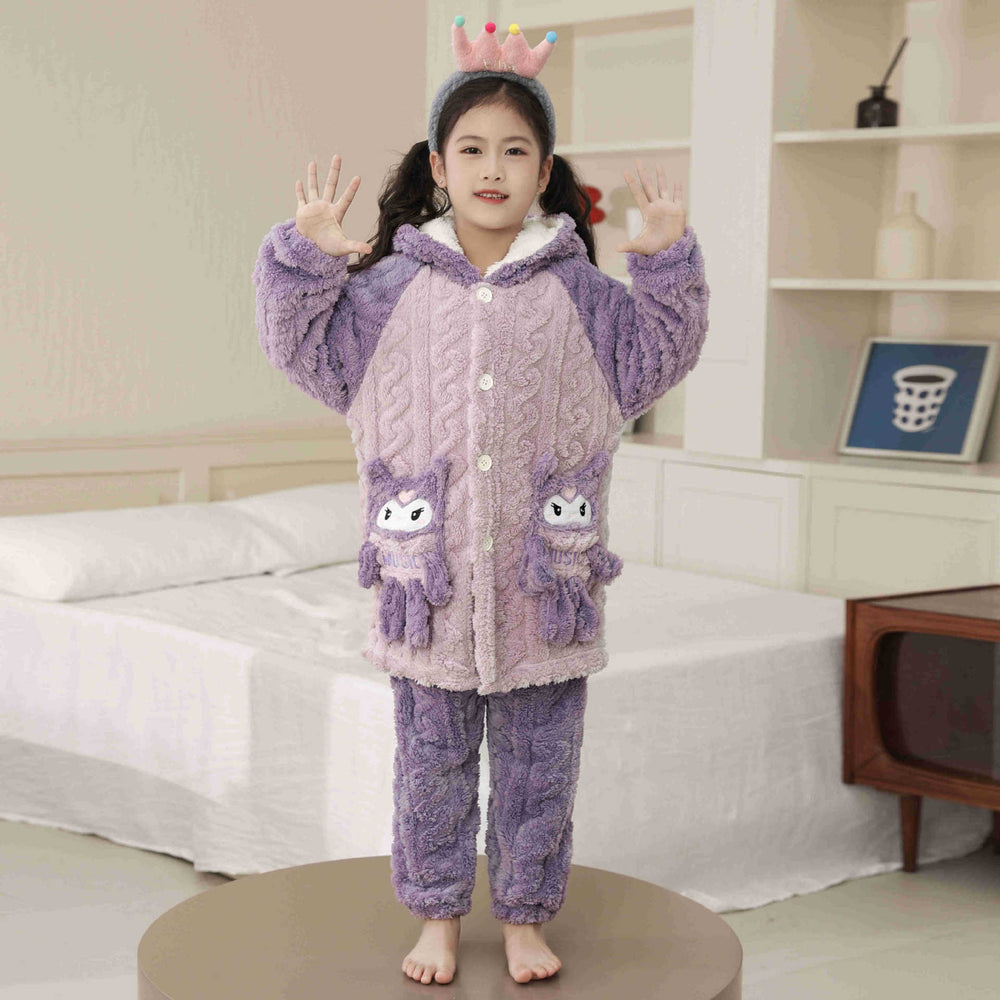Kids pajamasfall and winter style new arrival coral velvet girl nightgown autum flannel big child girl bathrobe warm