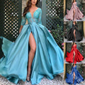 new european and american style women's foreign trade independent website lace sequin flared sexy long dress with train for banquet evening gowns