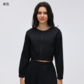 Short zipper thin outwear women looseslimming looklong sleevescardiganwork clothingcasualeasiest for matchsportstopsd26022