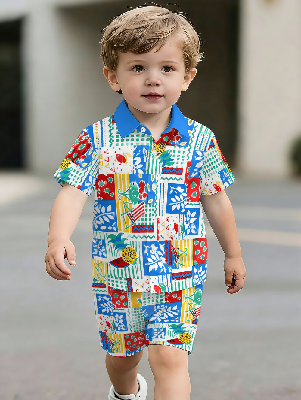 hot-selling children's short-sleeved shirt set, casual shirt set, summer simple stripes, dropshipping available