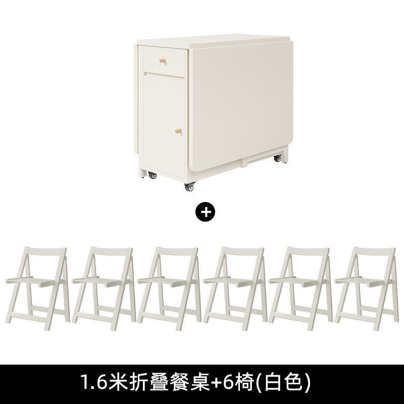 Cream style folding tablefor homefoldablemovable dining table and chair simple multifunctional table dining table and chair combination