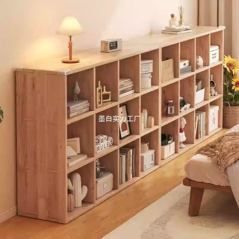 Solid wood bookshelf floor-to-ceiling children's wall kindergarten storage combination bookcase living room storage rack household grid