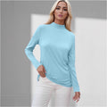 cross-border new women's long-sleeve t-shirt: everyday casual, mid-neck, solid color top, base layer - in stock