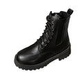 Women's mid-calf chunky heel round toe chelsea boots - 2025 autumn new korean style patent leather women's shoes - comfortable martin boots