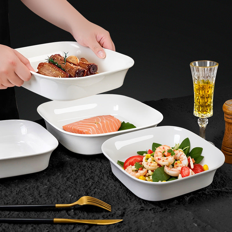 Creative minimalist ceramic baking pan - square ceramic deep dish for restaurants, hotels, and home use - perfect for fruit, salads, and baking