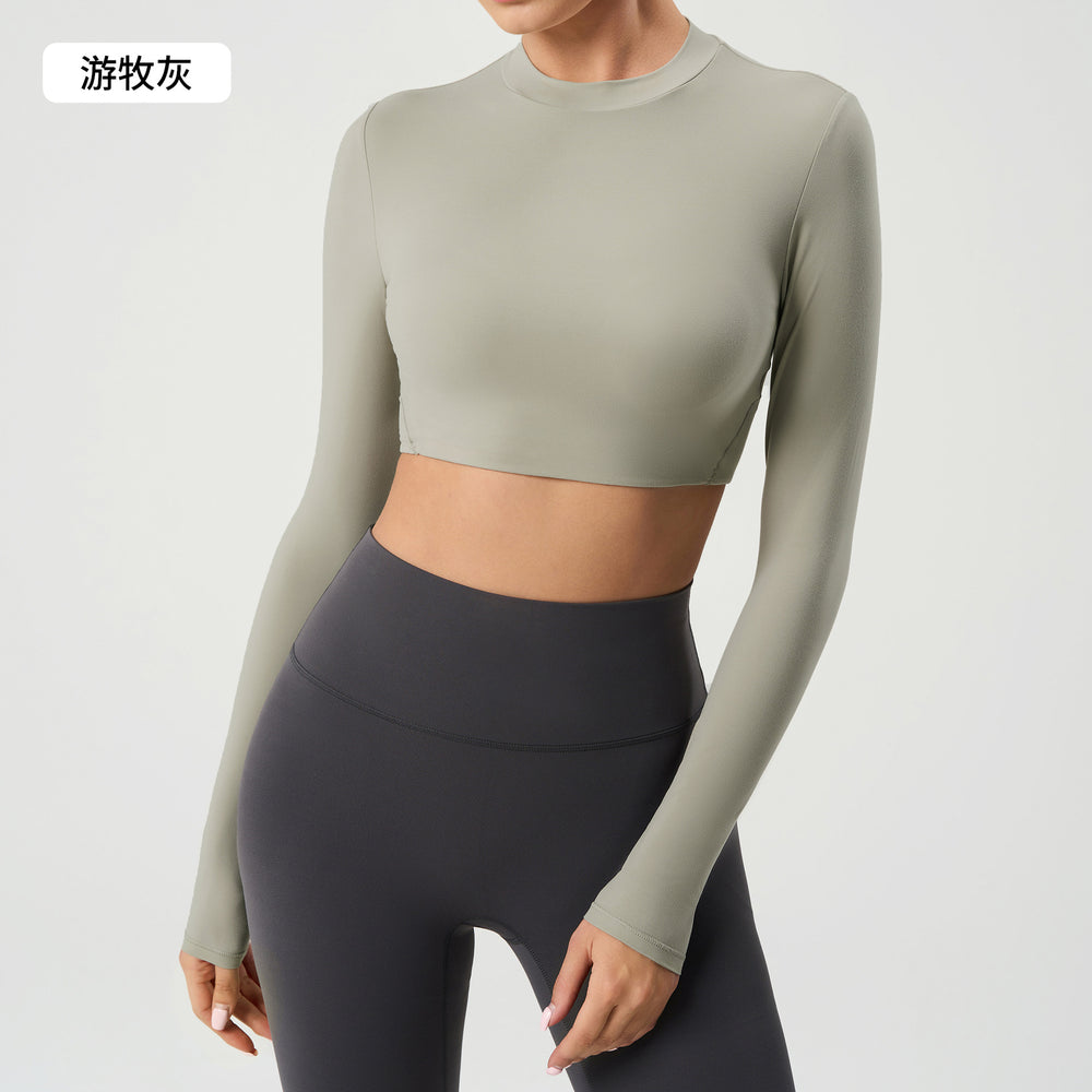 Women's yoga top - compression fit, sleeveless, no padding, long sleeve t-shirt, workout top, crop top for defined abs - daw173