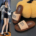 Thick sole fur slippers 2024fall and winternew arrivalfashioneasiest for match one-line slippers high-looking cashmerecasualpopular
