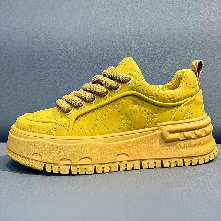 2026 spring new men's shoes: breathable, high-end, thick-soled, height-increasing white sneakers - youth sports & casual skate shoes for men