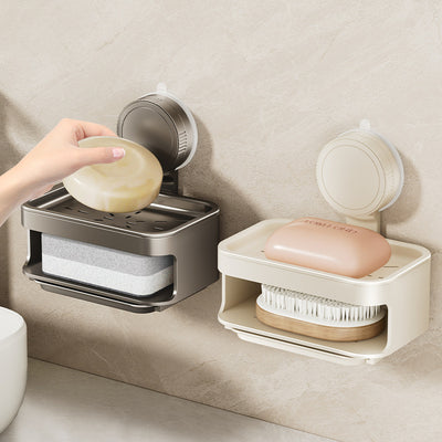 Suction cup soap dish wall mounted punch-free for home bathroom drain soap dish bathroom storage rack storage box